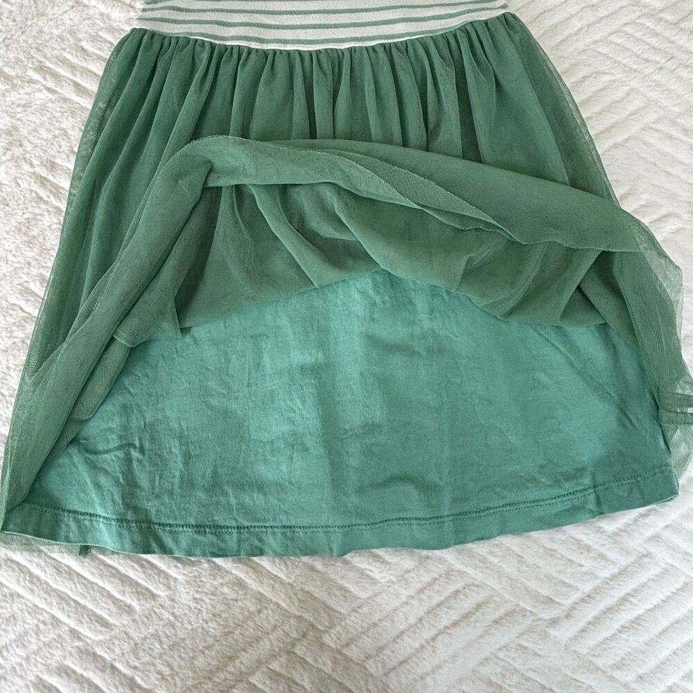 Hanna Andersson Girls Size 5 Green Stripe Tulle Twirl Dress Short Sleeve - Picture 4 of 7